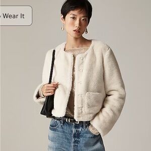J.Crew Faux Fur Lady Jacket Cream